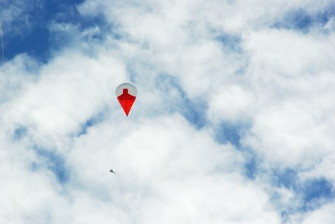 Ballongen på jakt efter moln för mätningar