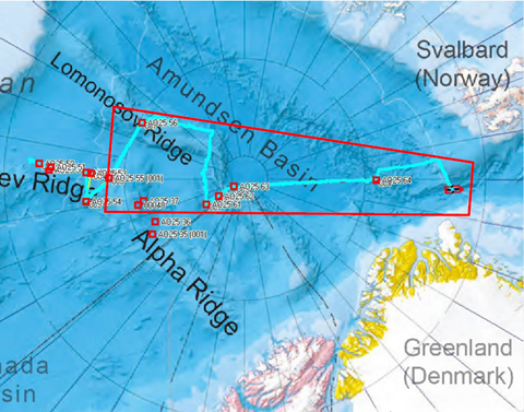 Karta expeditionsrutt Arktis