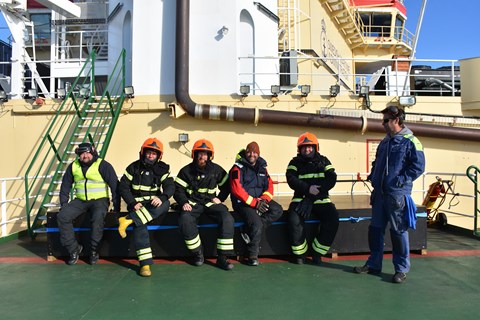 Fire fighting group on the icebreaker Oden