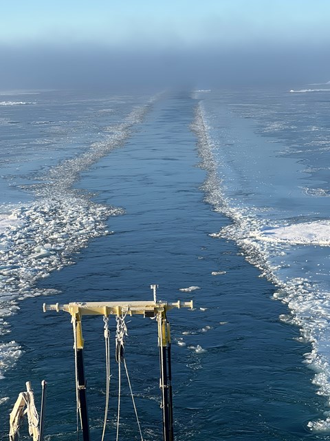 Rear view from the I/B Oden in the Arctic Ocean.