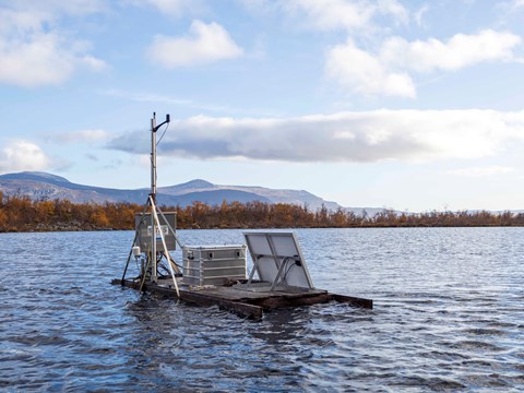 A raft with instruments