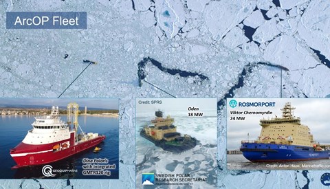 The drill vessel, Dina Polaris, will be protected from larger ice floes by the two icebreakers Oden and Victor Chernomyrdin