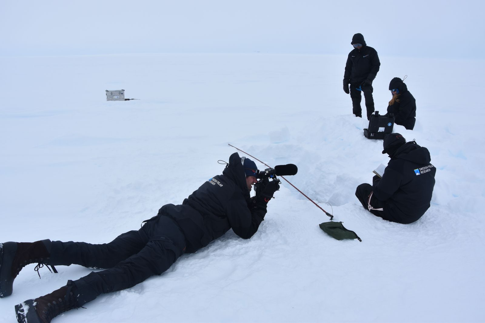 Filmning av fältarbete i Antarktis