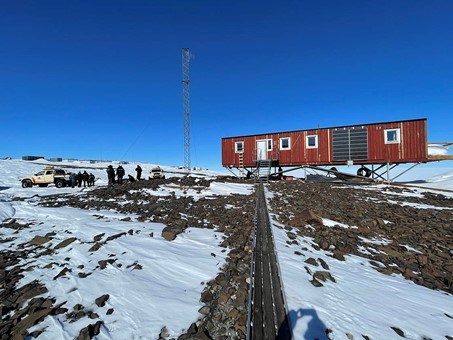 The Wasa research station is a red wooden building