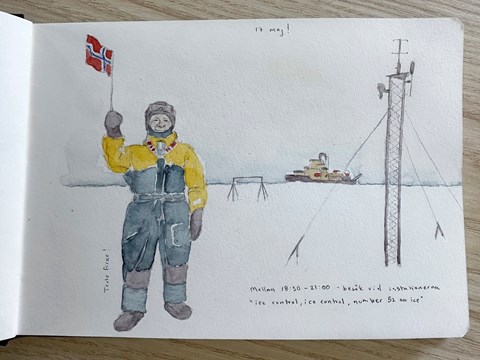 Norrmann firar 17 maj under forskningsexpeditionen ARTofMELT.