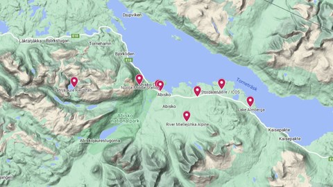 Platser för monitorering i Abisko