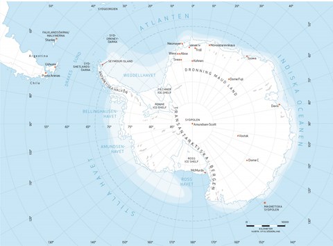 Karta över Antarktis.