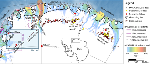 Map over Dronning Maud Land, Antarctica
