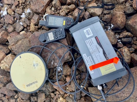  Technical equipment lying on stones.