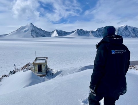 Utsikt från stationen Svea i Antarktis.