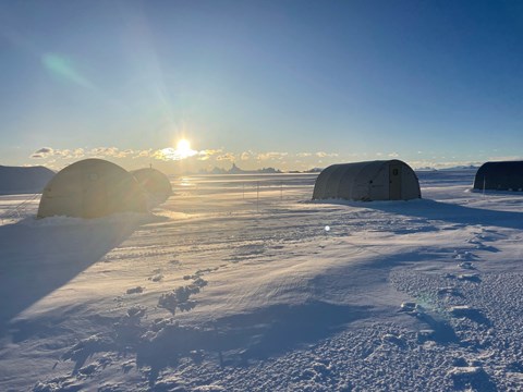 Tält i Antarktis.