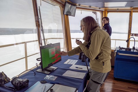 Doctor Agnetha Folestad scouts for polar bears and keeps track of who works on the ice