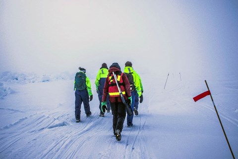 Open lead-gruppen på väg tillbaka till Oden på grund av dåligt väder